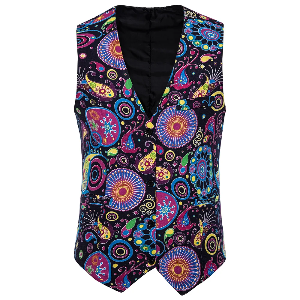 Жилет мужской льняной в полоску безрукавка национальном стиле однобортный с