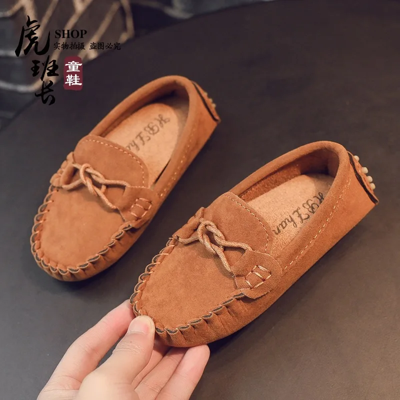 Kids Flat Shoes Boys Loafers Girls Moccasins Solid Color Soft Bottom Children Casual Leathe Breathable Baby Spring Eu21-35 | Детская