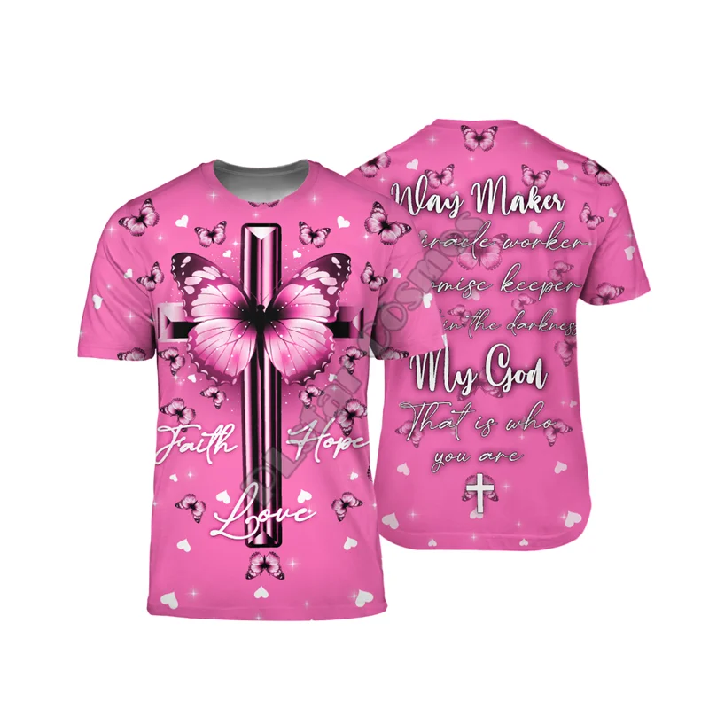 

Jesus Pink Butterfly 3D Printed t-shirt Harajuku Streetwear T shirts Funny Animal Men For Women Short Sleeve Drop Shipping