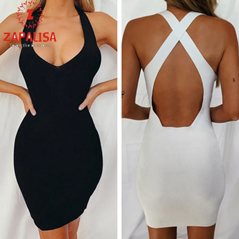 

Сексуальное женское летнее платье-карандаш для ночных клубов, дизайн с перекрещивающимся ремешком, Холтер без рукавов, открытая спина, одно...