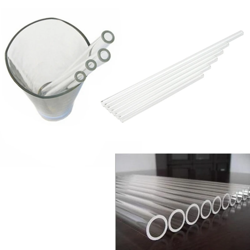 

6 size Reusable Thick Straws Wedding Birthday Party Clear Glass Drinking Straws
