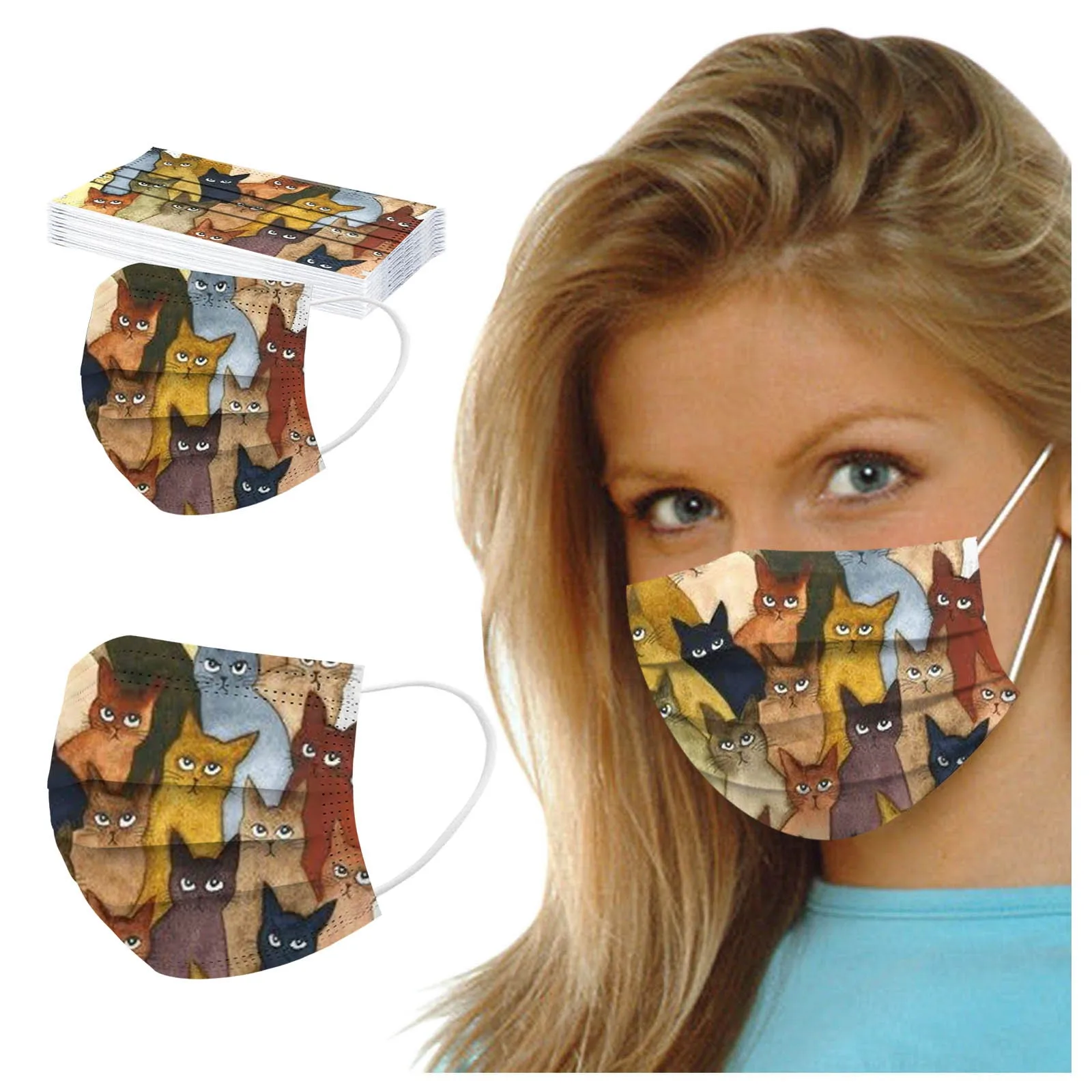 Косплэй флага в наличии 50 шт. одноразовые маски для взрослых Mondmasker 3 Слои Кот