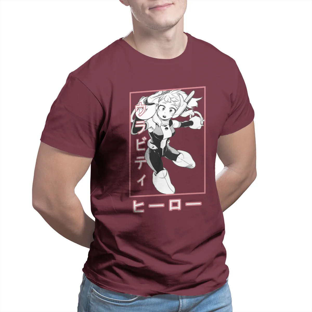 

Men's T-shirts Ochako anime Black Funny Couples Matching Oversized Round Collar T-shirt 31676