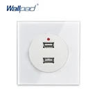 Новое поступление, настенная розетка Wallpad с 2 USB-портами и стеклянной панелью, 5 В, 2400 мА