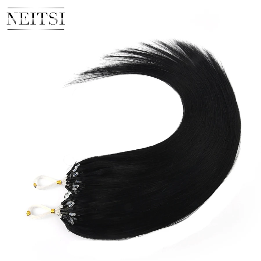Neitsi волосы Remy с прямыми петлями для наращивания на микро кольцах 100% человеческие