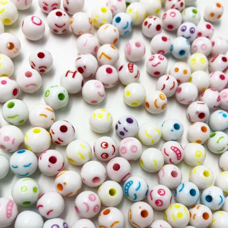 100 шт 8 мм микс 3 цвета Улыбка акриловый куб круглый стиль бусины с буквами