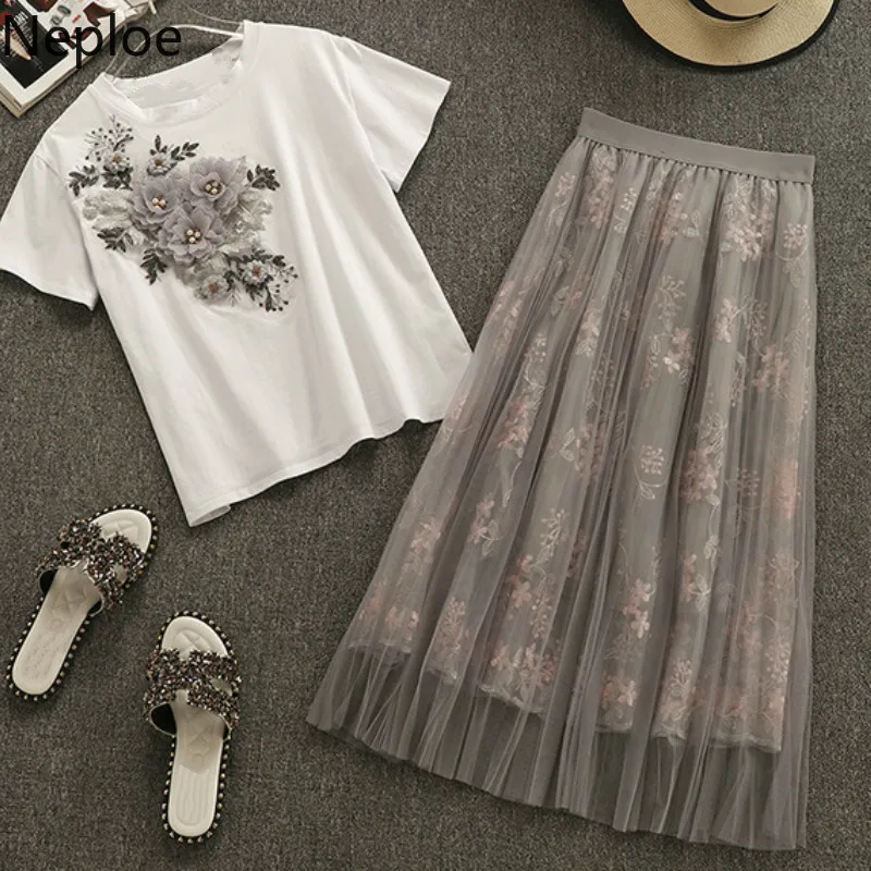 Neploe женский костюм из двух предметов Лето 2019 с аппликацией бисером и круглым