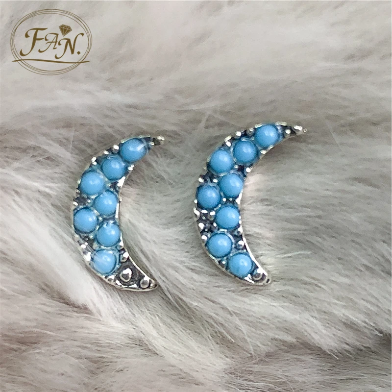 2021 тренд милая девушка леди серебро Цвет металла &amp Синий Камень Луна Стиль
