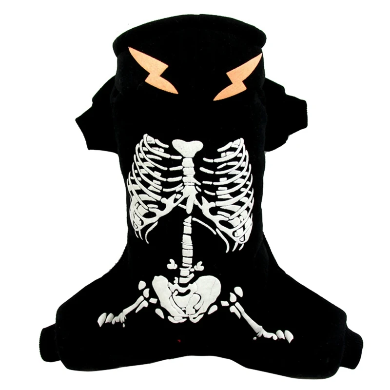 Новая собака зимняя одежда Transer светящийся Скелет с принтом в виде собаки