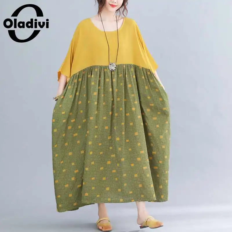 

Oladivi, Одежда большого размера, модные Лоскутные богемные длинные платья с принтом для женщин, летнее платье в стиле бохо, туника, женское пла...