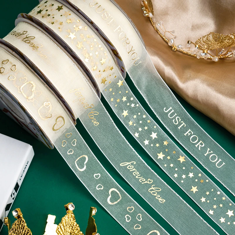 Лента из золотистой органзы 10 ярдов | Дом и сад