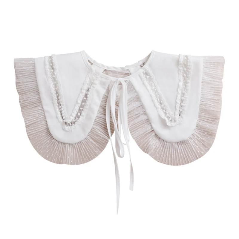 

Женская вышитая кукла, ложный воротник, ажурный кружевной точечный лоскутный плечевой накидка, шаль с оборками, сетчатая отделка, ожерелье, ...