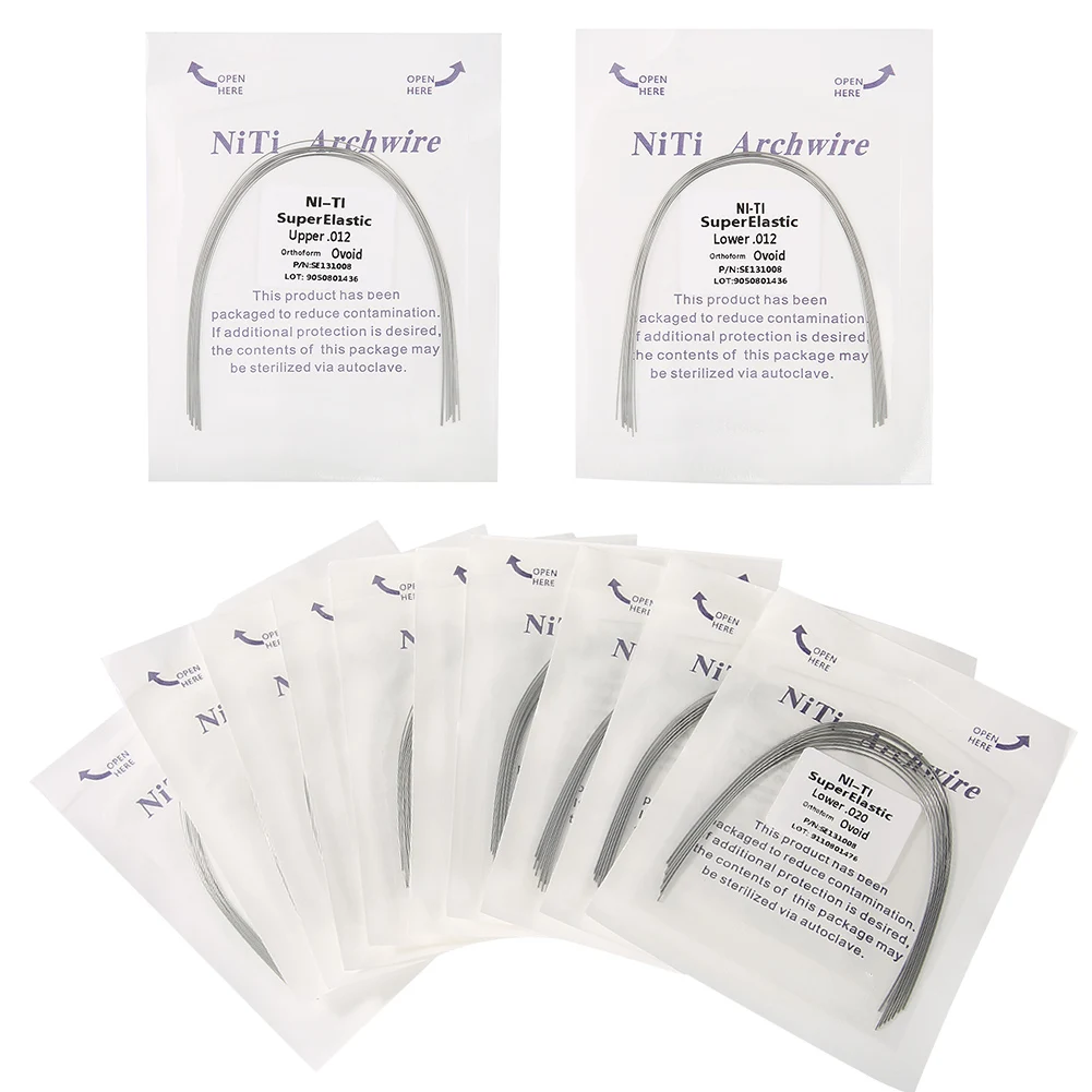 

100Pc Disposable NiTi Round Wire Early Midstages Orthodontic Bracket Super Elastic Dental Arches Perfect Pair Sterile Sealed Bag