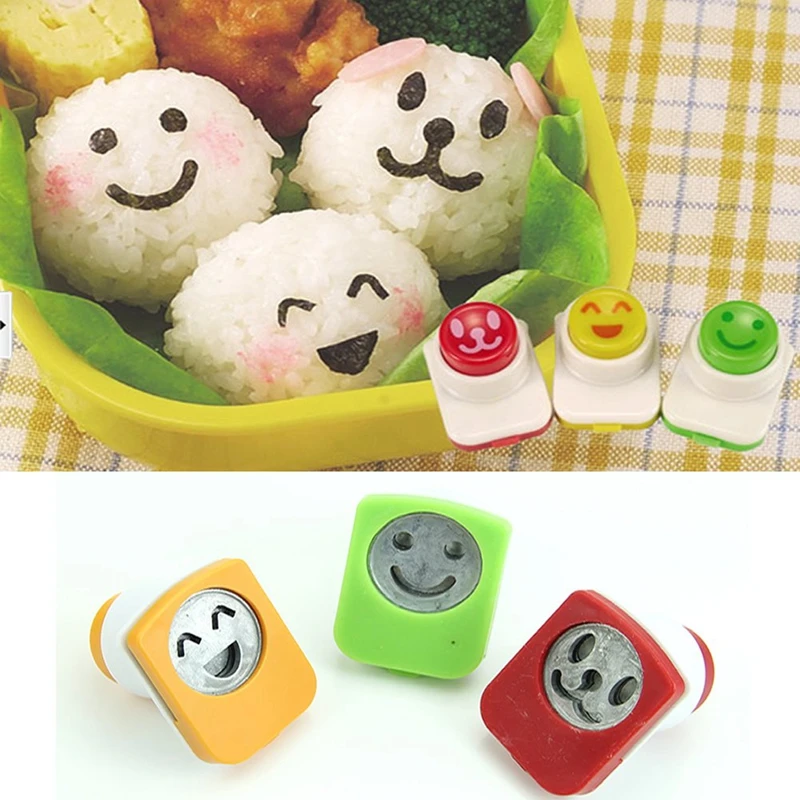 

3PCS Cute Smile Sushi Nori Rice Mold Decor Cutter Bento Maker Sandwich DIY Tool