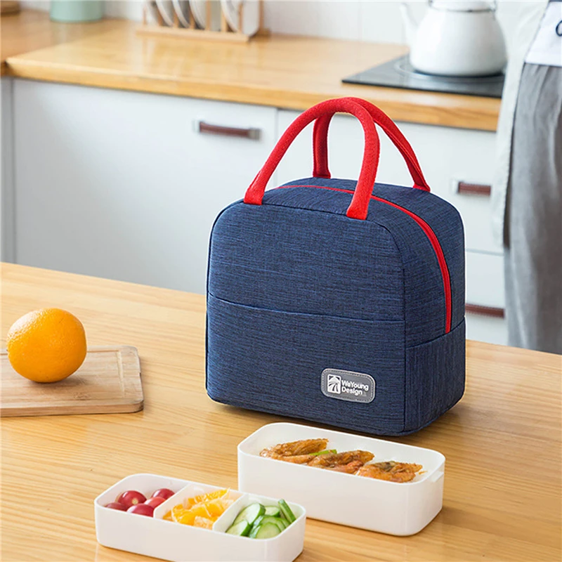 

New hand-held Lunch Box Bag Outdoor Thickened Winter Warm Insulated Bag Solid Color Large Capacity To Work When The Bag