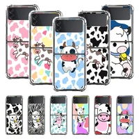 airbag phone case for samsung z flip3 5g fold cover for galaxy zflip 3 funda for z flip3 luxury capa cow print