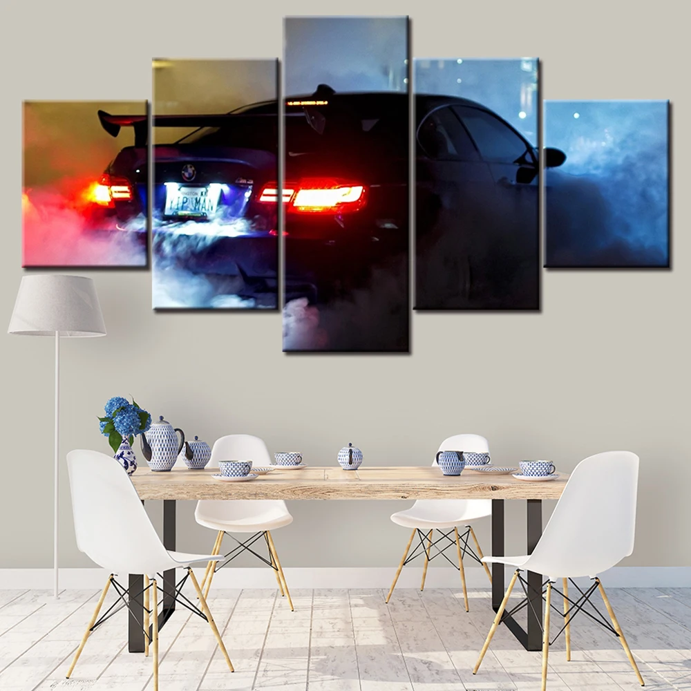 

5 Pieces Canvas New Style BMW M3 Super Sports Car Poster Painting Home Decor Living Room Wall Picture Bedroom Mural Framework