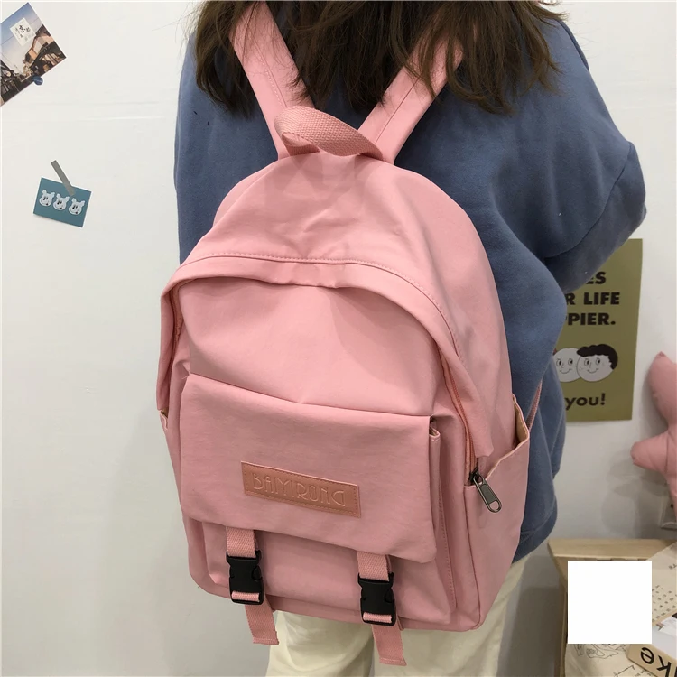 Harajuku сплошной цвет женский колледж большой емкости повседневное корейский рюкзак Ulzzang Мода ins Винтаж письмо рюкзак