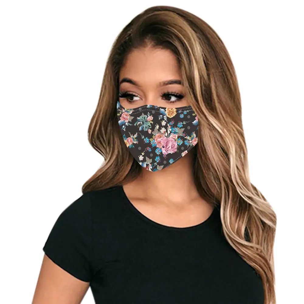 

New ladies comfortable cotton dust-proof and fog proof washable fashion printing ear hanging anti epidemic life mask