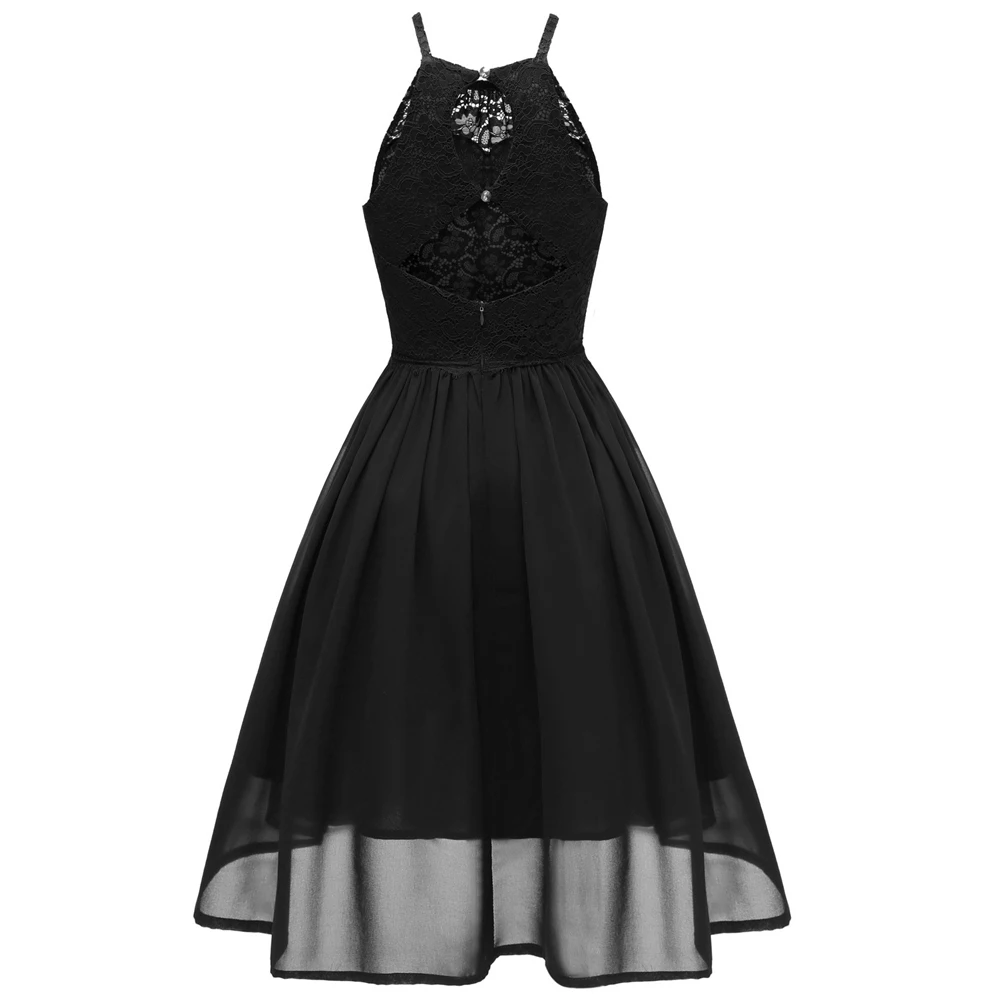 На тонких бретельках Винтаж готика черный платье туника летнее De Bal Courte для