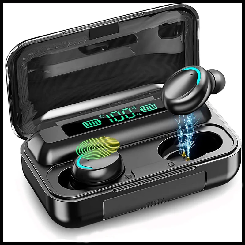 

F9 Bluetooth Earphone 5.0 Touch Sport Wireless Headphone Stereo Headset Mini Earbuds with Micrphone 2000mAh Power Bank