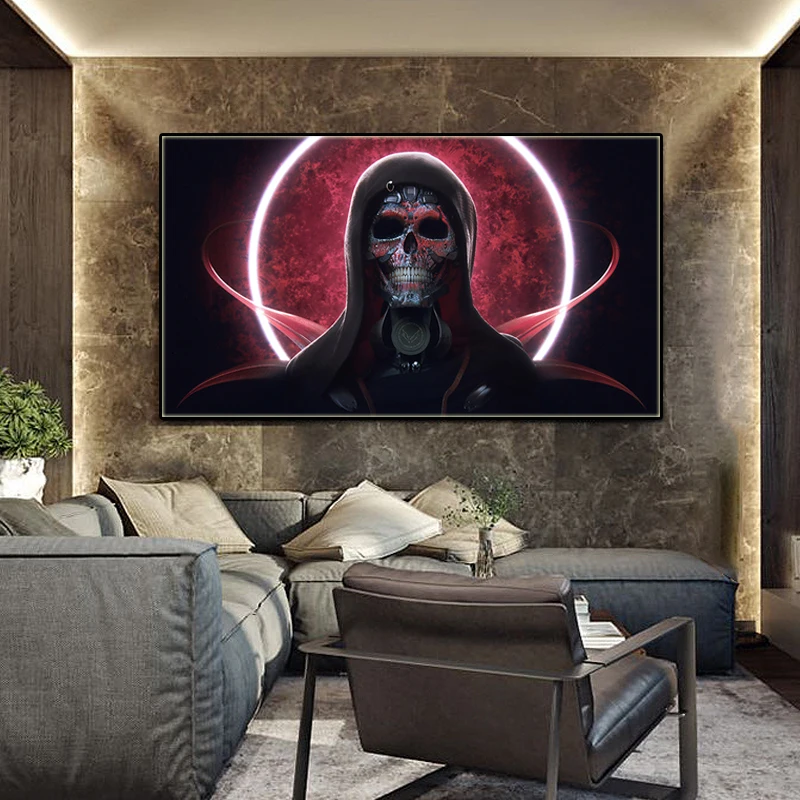 Картина на холсте современное искусство Скандинавская живопись скелет в черном