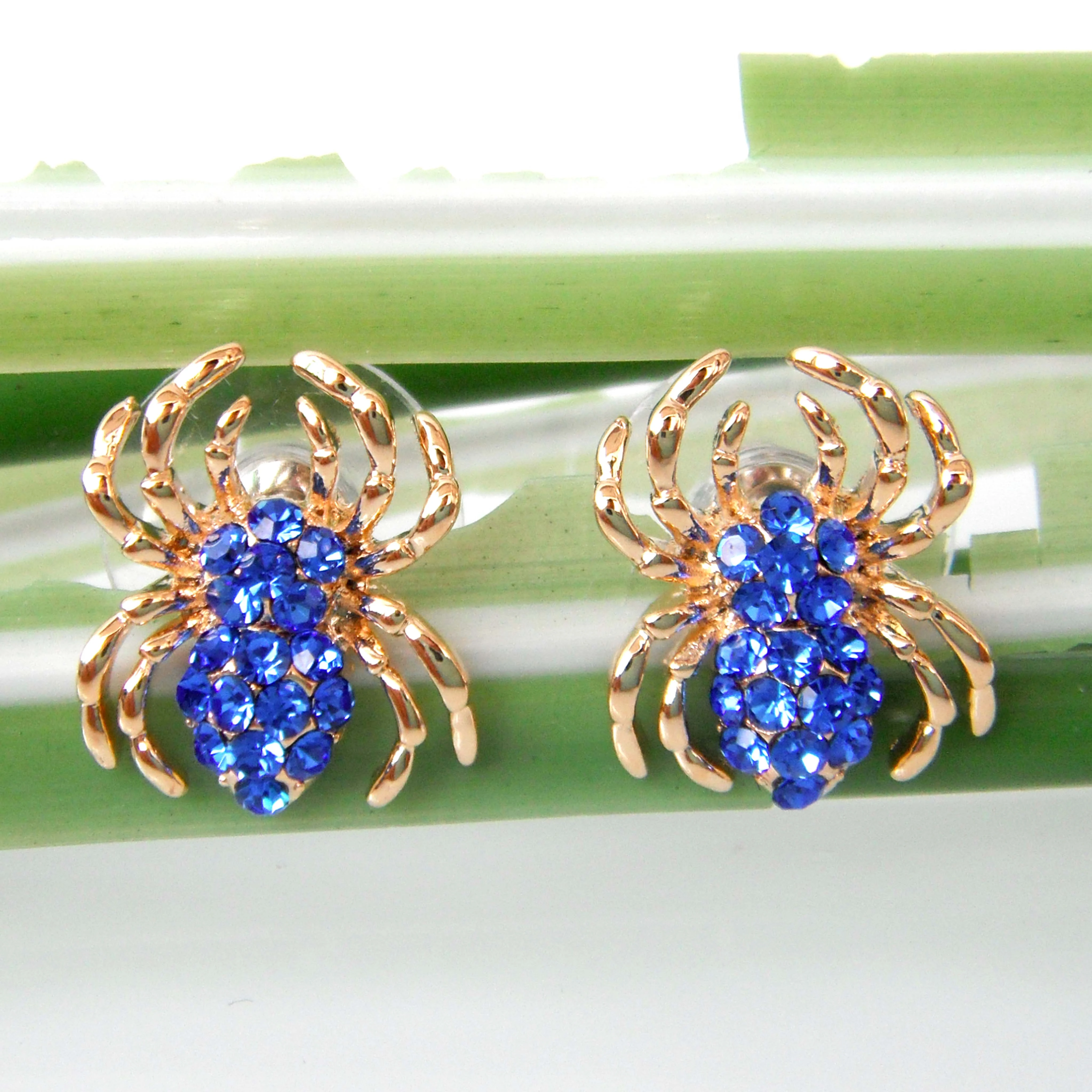 Зеленые прозрачные стразы Navachi Spider Tarantulas желтые серьги гвоздики SMT2603|earrings lips|earring