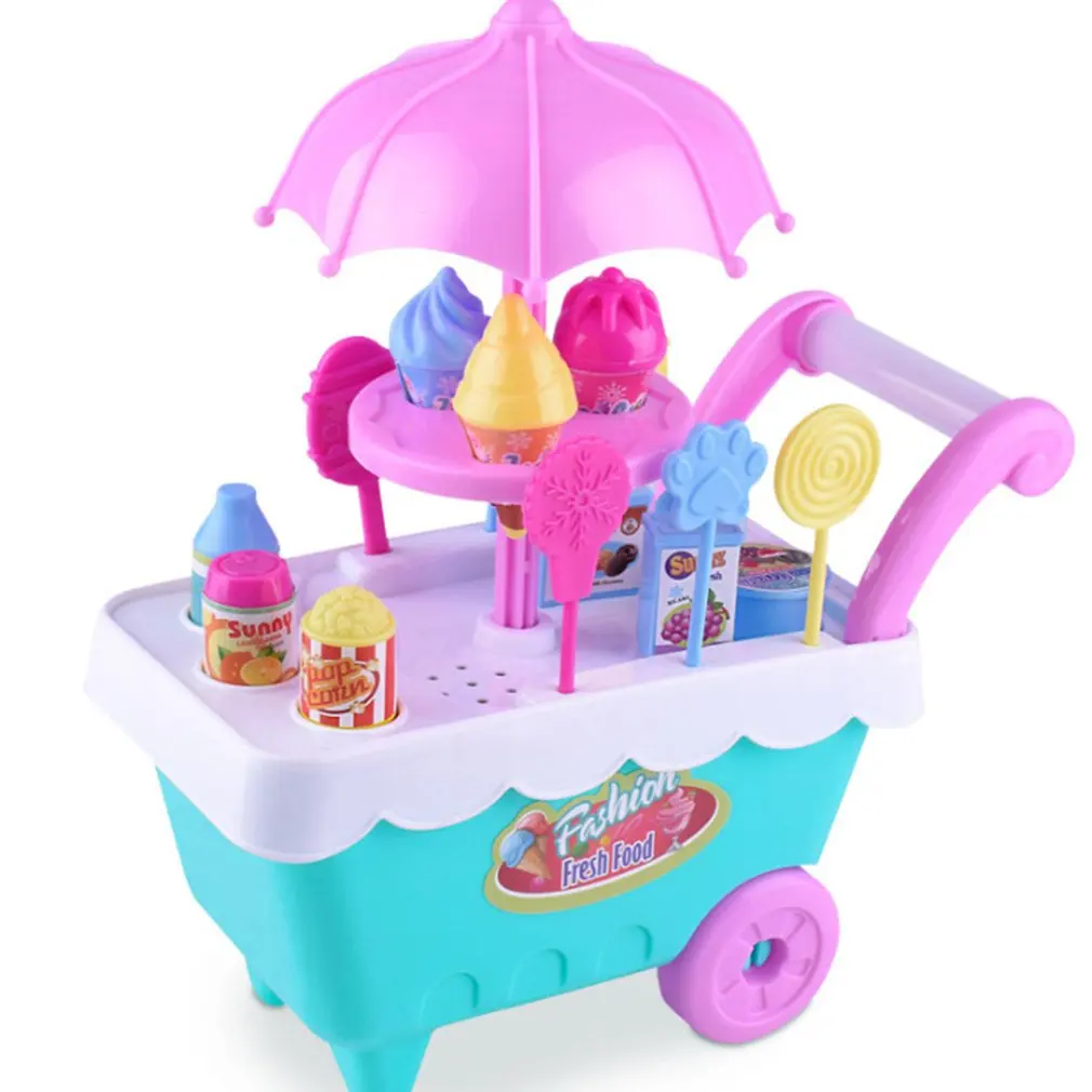 

1 Set Simulation Ice-Cream Trolley Set Kids Pretend Role Play Toys Learning Educational Toys for Children Birthday Gift