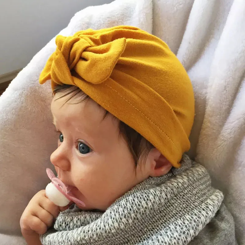 New Baby Hat for Boys Girls Bow Cotton Turban Hats Beanie Caps Infant Toddler Photography Props Kids Beanies Cap | Детская одежда и