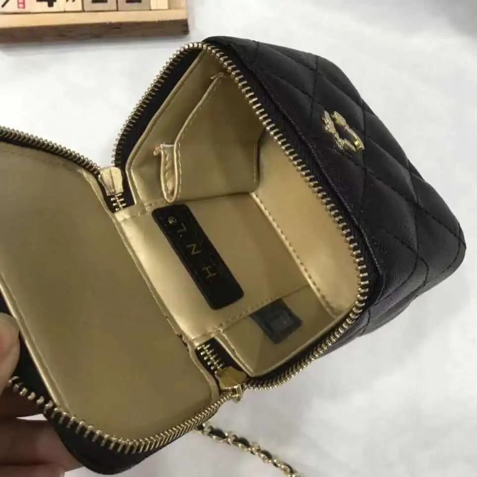 

Women's Cosmetic Box Bag 2021 Luxury Bag Designer Leather Leather Black Ladies Small Shoulder Bag