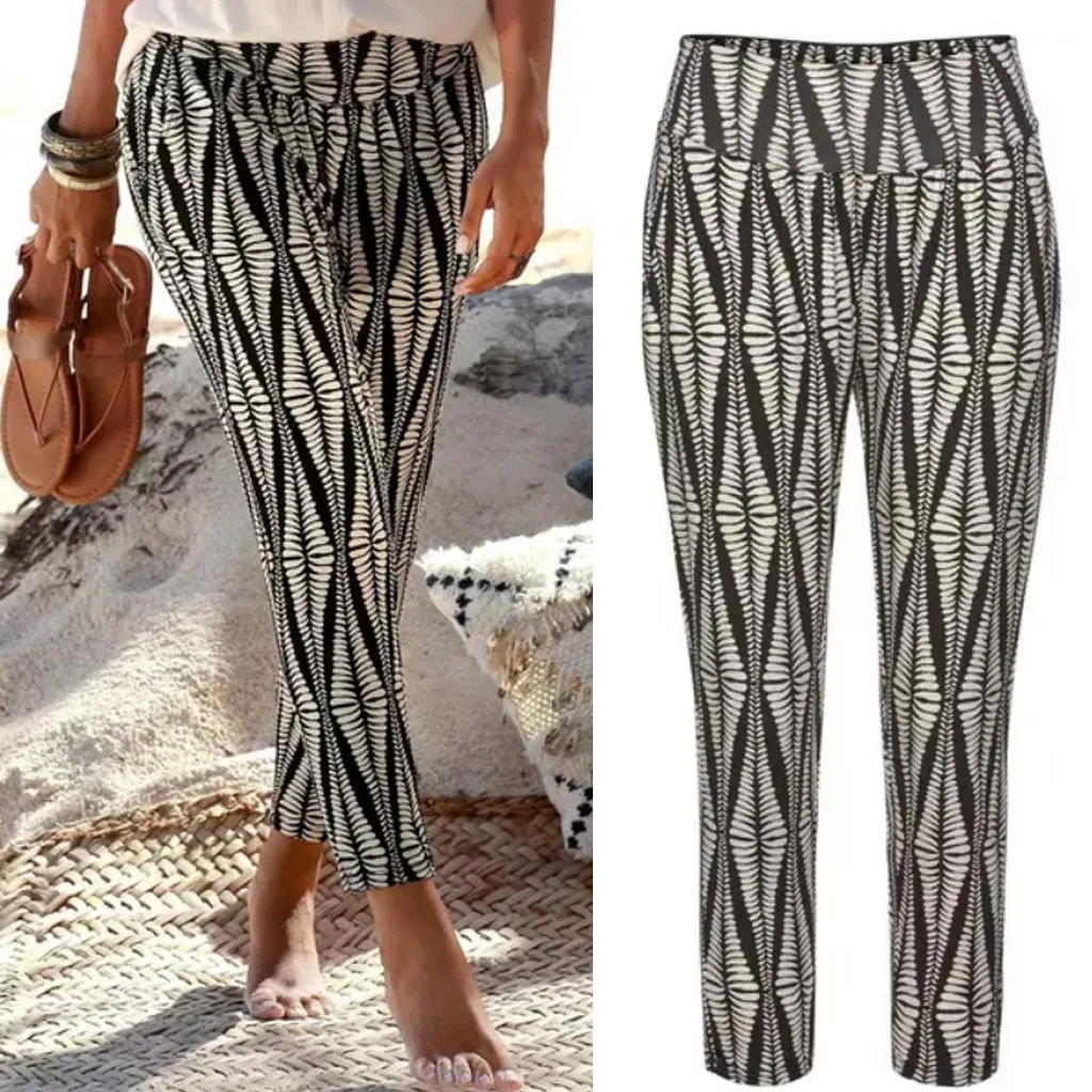 2019 брюки в богемном стиле для женщин с высокой талией и принтом легкие девушек