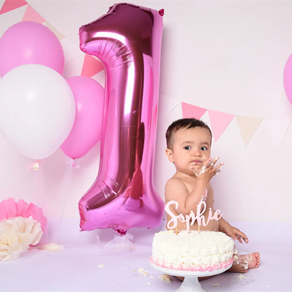 1 летнего мальчика Девочка День рождения воздушные шары Baby Shower шар 40 дюймов