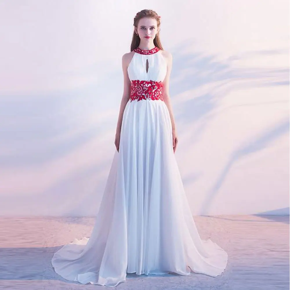 

Jewel A-line Applique Sleeveless Floor length Sweep/Brush Chiffon Evening Dresses Fashion high quality Exquisite 2021