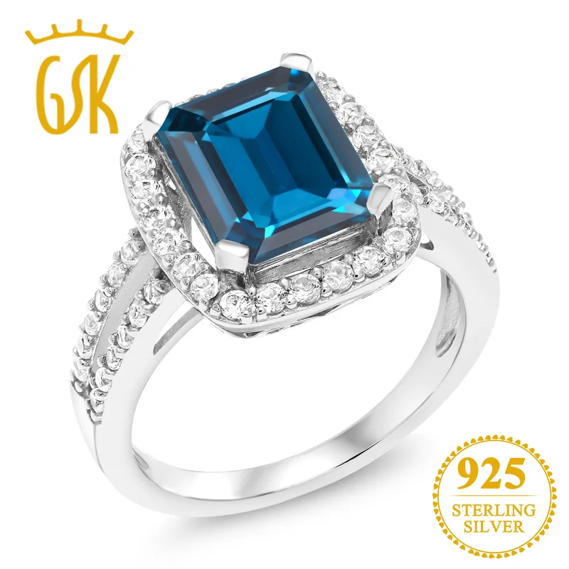 Драгоценный камень 4 62 карат восьмиугольник Лондон Голубой топаз Серебро 925 пробы