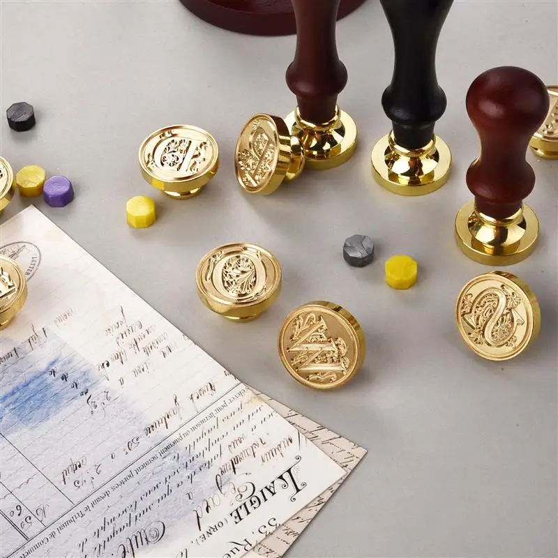 Retro Wax Stamp Sealing Custom Hobby Alphabet Letter Wood Seal Set Replace Copper Head Tools Post Decor | Дом и сад