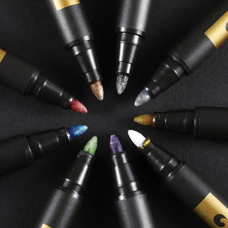 12pcs/1set Metal Marker Pen Tire Color Smooth Paint Kawaii School Pigment Office Supplies Highlighters P7X1 | Канцтовары для офиса