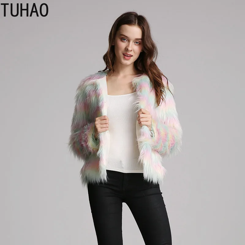 

Женская куртка из искусственного меха TUHAO, костюмы из искусственного меха, праздничная зимняя клувечерние верхняя одежда, размера плюс, 6XL, 5XL, 4XL