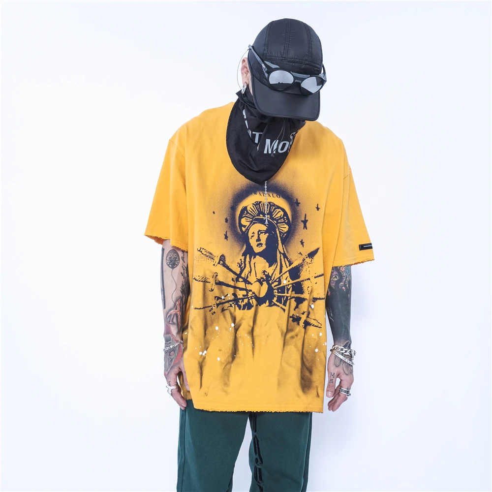 

UNCLEDONJM 2021 Gprphic oversized t shirt Hip Hop Streetwear Tshirt Harajuku Summer Short Sleeve T-Shirt Tops Tees Red LSD07