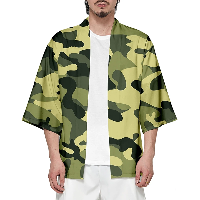 

3d Print Colorful Camouflage Kimono Fashion Shirt Men Seven Point Sleeve Tops Casual Sport Unisex 3D Cardigan Jackets Streetwear