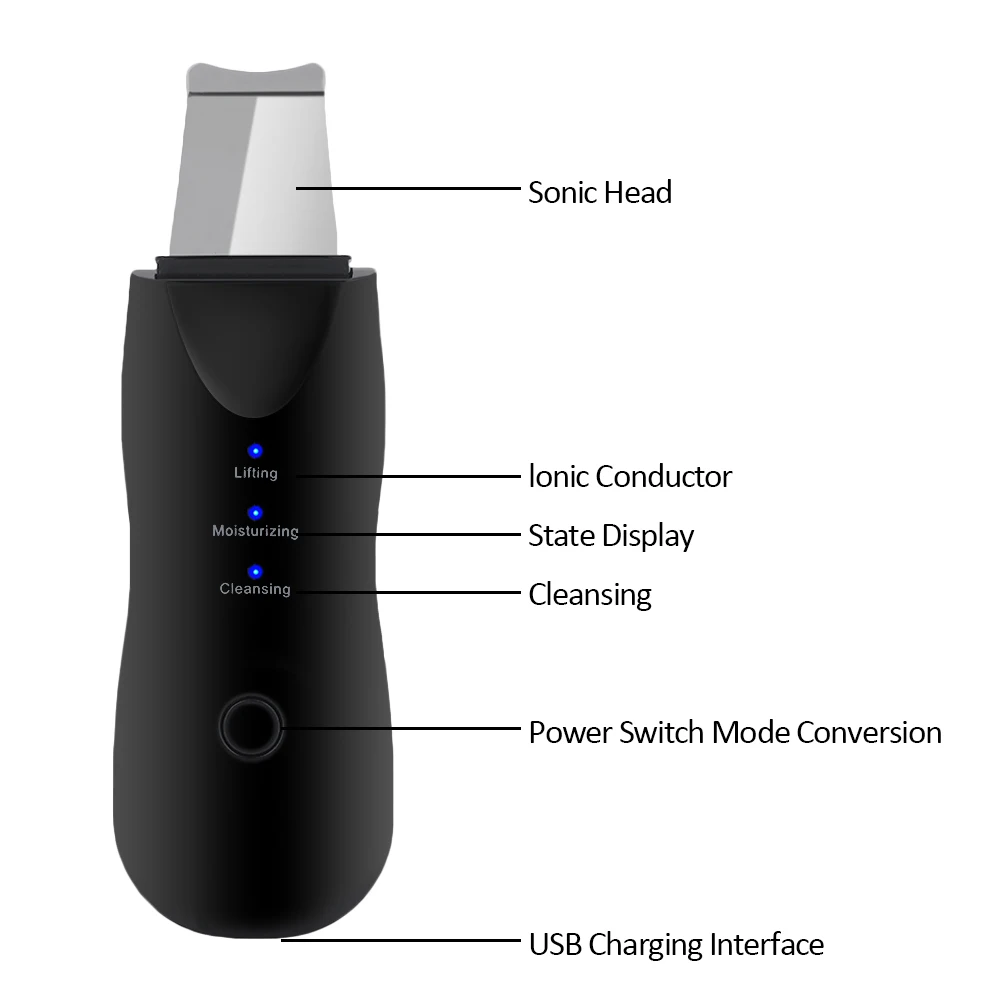 

Professional Ultrasonic Facial Skin Scrubber Ion Deep Face Cleaning Peeling Shovel Exfoliating Skin Care Device Beauty Machine