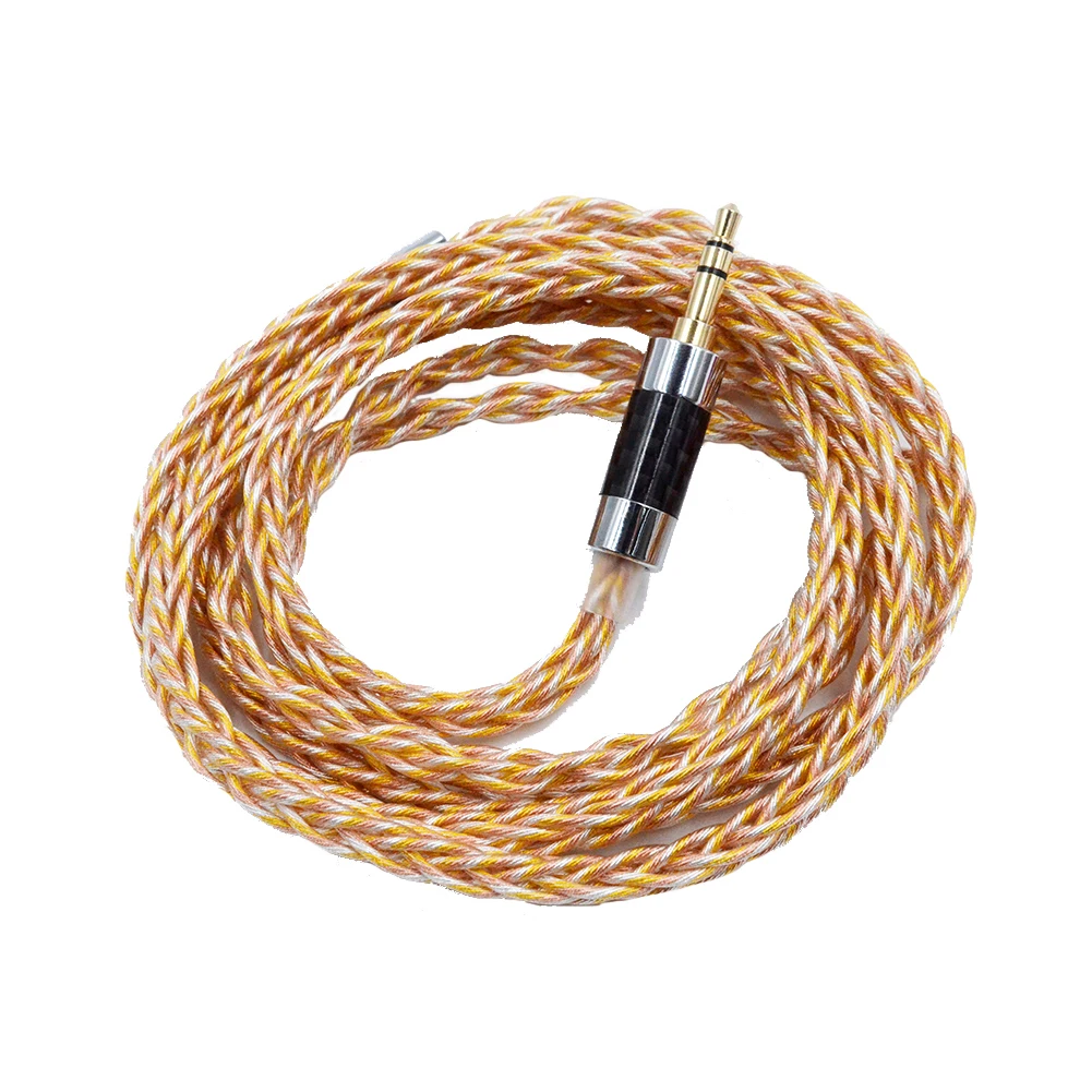 

Золотистый, серебристый, медный плетеный сменный кабель 3,5 мм, 2-контактный кабель для наушников, обновленный бескислородный медный кабель д...