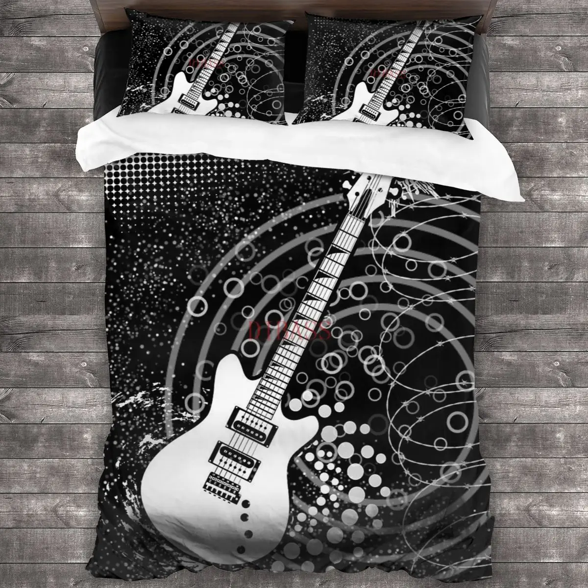 

Черно-белая гитара граффити мягкая искусственная кожа с 2 наволочками, пододеяльник на молнии