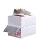 Прозрачный штабелируемые коробки для хранения чехол для обуви с откидной крышкой, органайзер, Простой пластиковый пылезащитный ящик для хранения обуви для дома