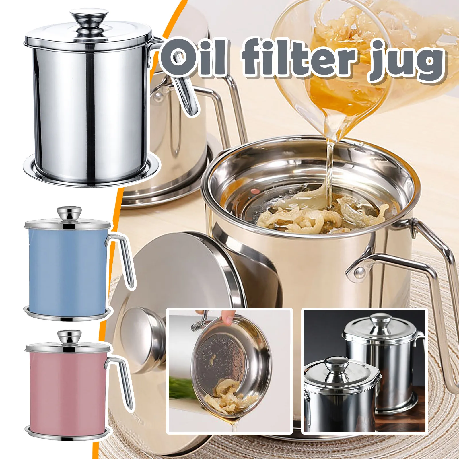 1.3L Нержавеющая сталь масляный фильтр горшок контейнер кувшин для хранения может