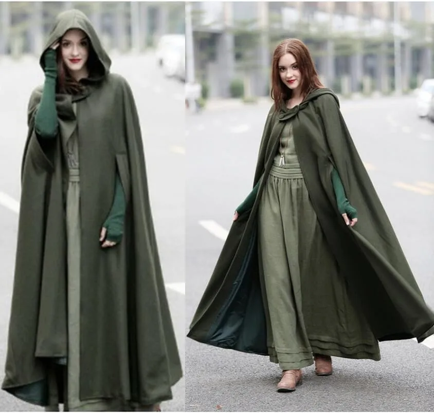 

Women Cashmere Shawl Medieval Outwear Irregular Hooded Cloak Thin Vintage Gothic Cape Poncho Casual Maxi Long Cardigan Coats