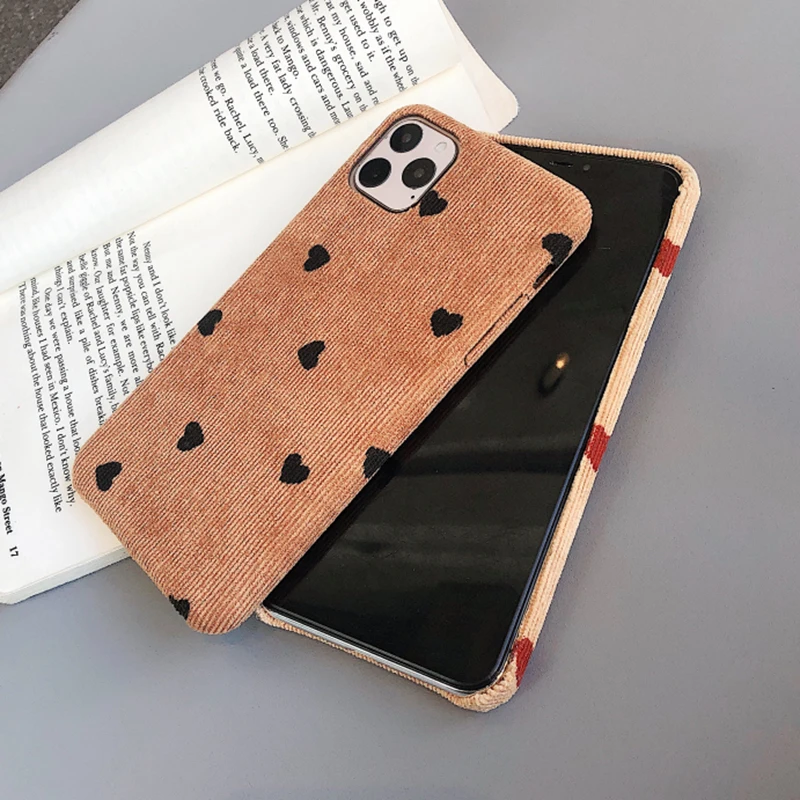 LOVECOM милый чехол для телефона с сердцем для iPhone 11 Pro Max XR XS Max 6 6S 7 8 Plus X полуобернутый сплошной цвет мягкая ткань задняя крышка