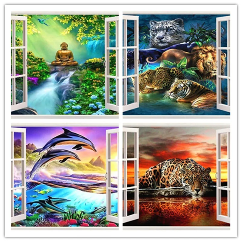 DIY полностью круглое сверло Алмазная картина животное с алмазной вышивкой