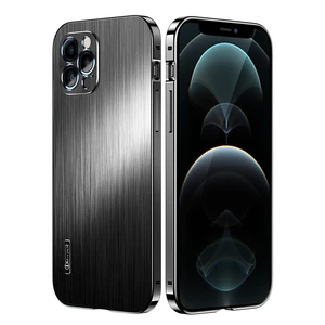 for iphone 13 12 pro max phone case aluminium metal all inclusive laser brushed camera lens protective anti drop back cover free global shipping