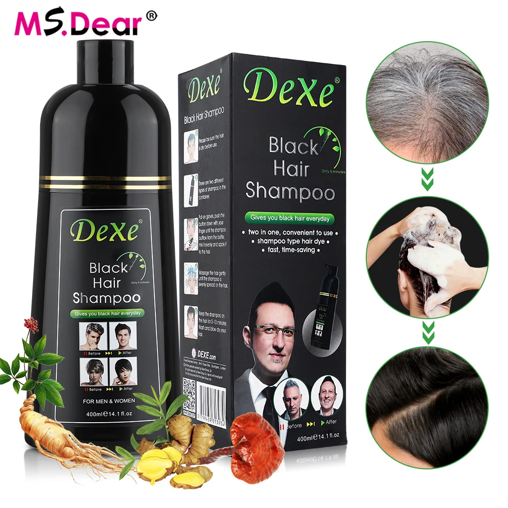 

400ml Black Dyed Shampoo Black Hair Dye Lucidum White Hair Dyed Black Adult Available Repair Hair For Cover Gray White Hair