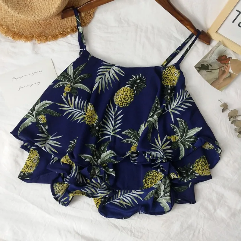 Женская шифоновая майка с V-образным вырезом и цветочным принтом | одежда